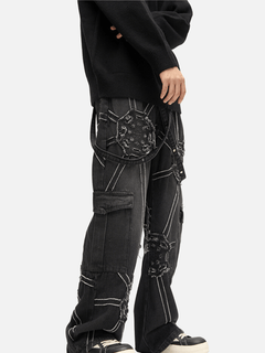 spider-denim-pants