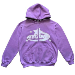 star-printed-zip-up-hoodies