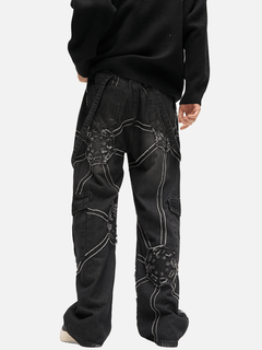 spider-denim-pants