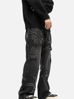 spider-denim-pants