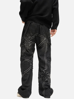 spider-denim-pants