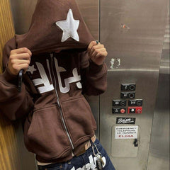 star-printed-zip-up-hoodies