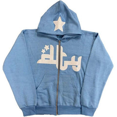 star-printed-zip-up-hoodies